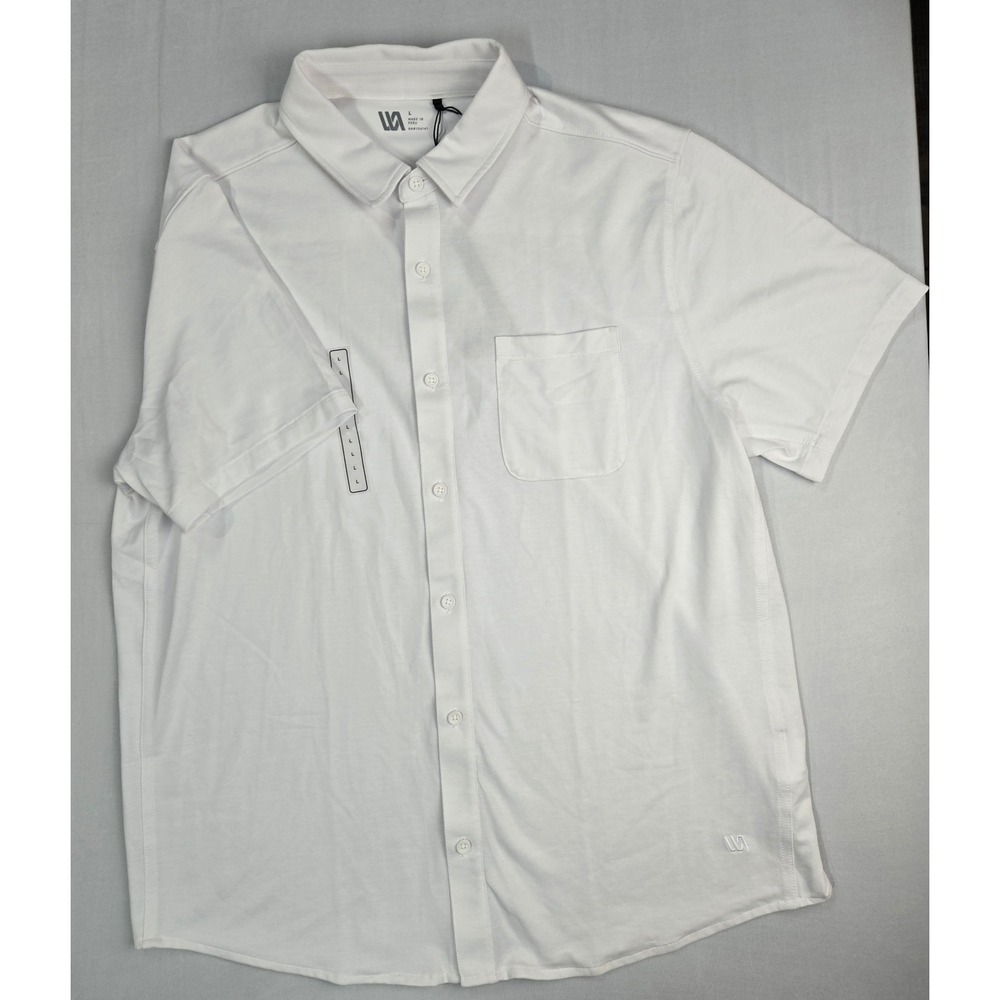 VRST Mens Limitless Performance Short Sleeve Button Up Shirt White L MAX252108